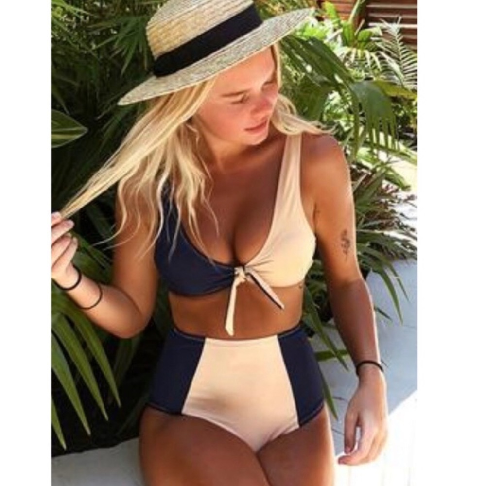 NWT Cupshe navy and peach bikini Size M
